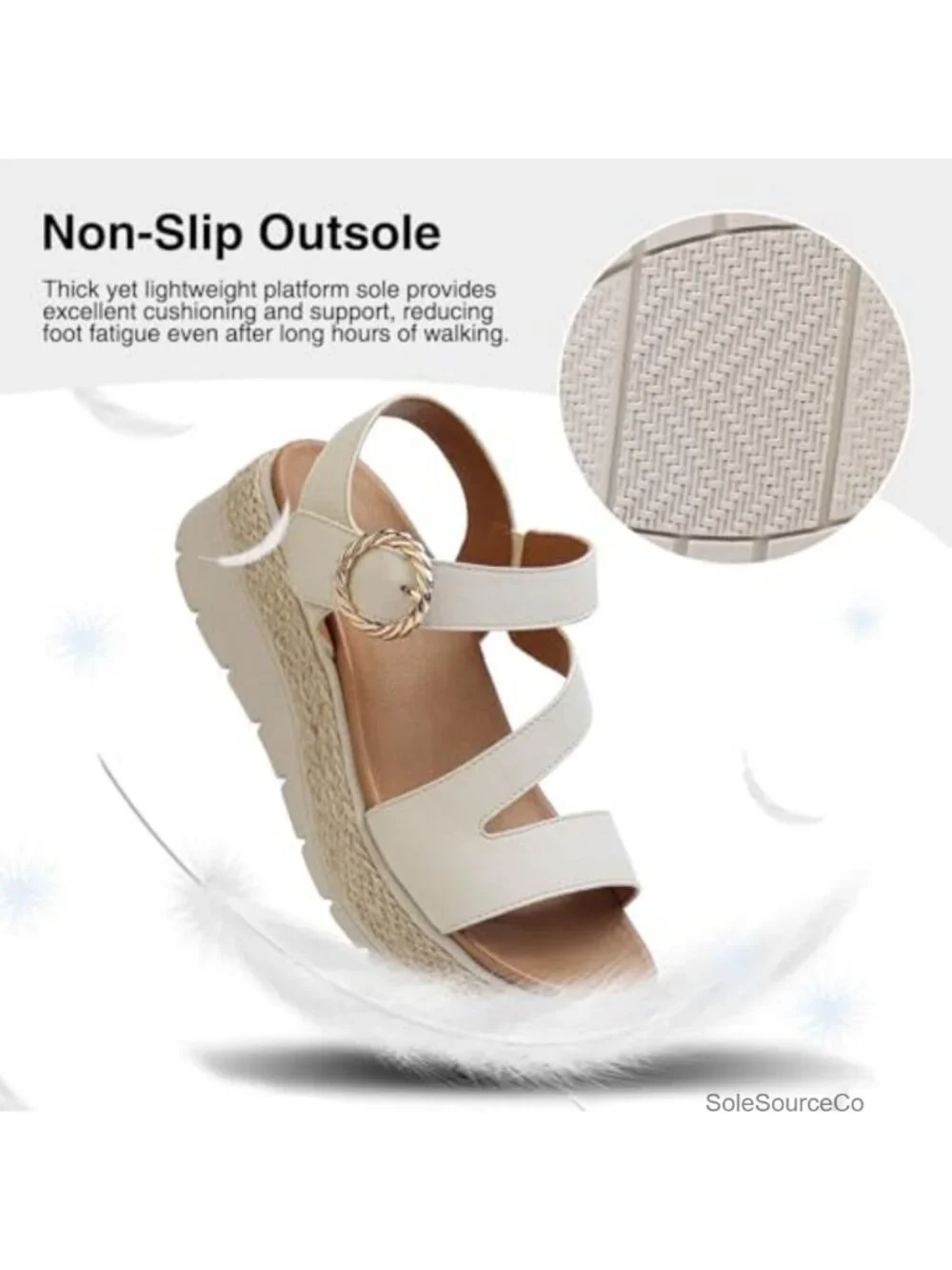 Wedge Platform Espadrille Sandals with Orthopedic Arch Support Hook and Loop
